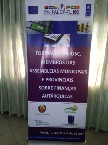 Formação de OSC, membros das Assembleias Municipais e Provinciais sobre Finanças Autárquicas